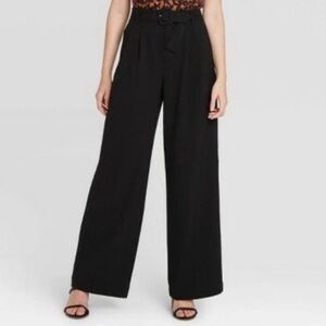 a new day black wide-leg trousers belted